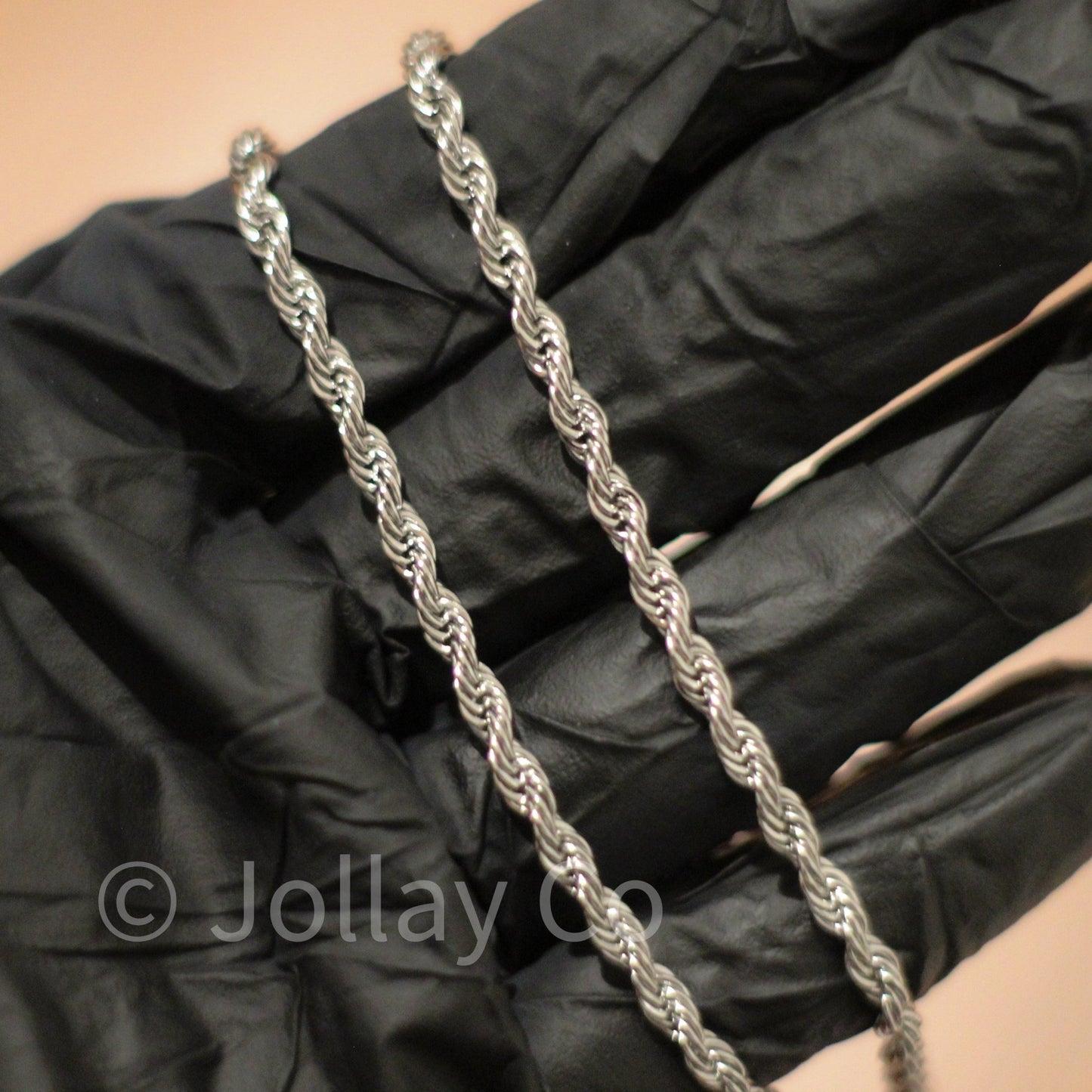 4mm White Gold Rope Chains - JOLLAY.CO