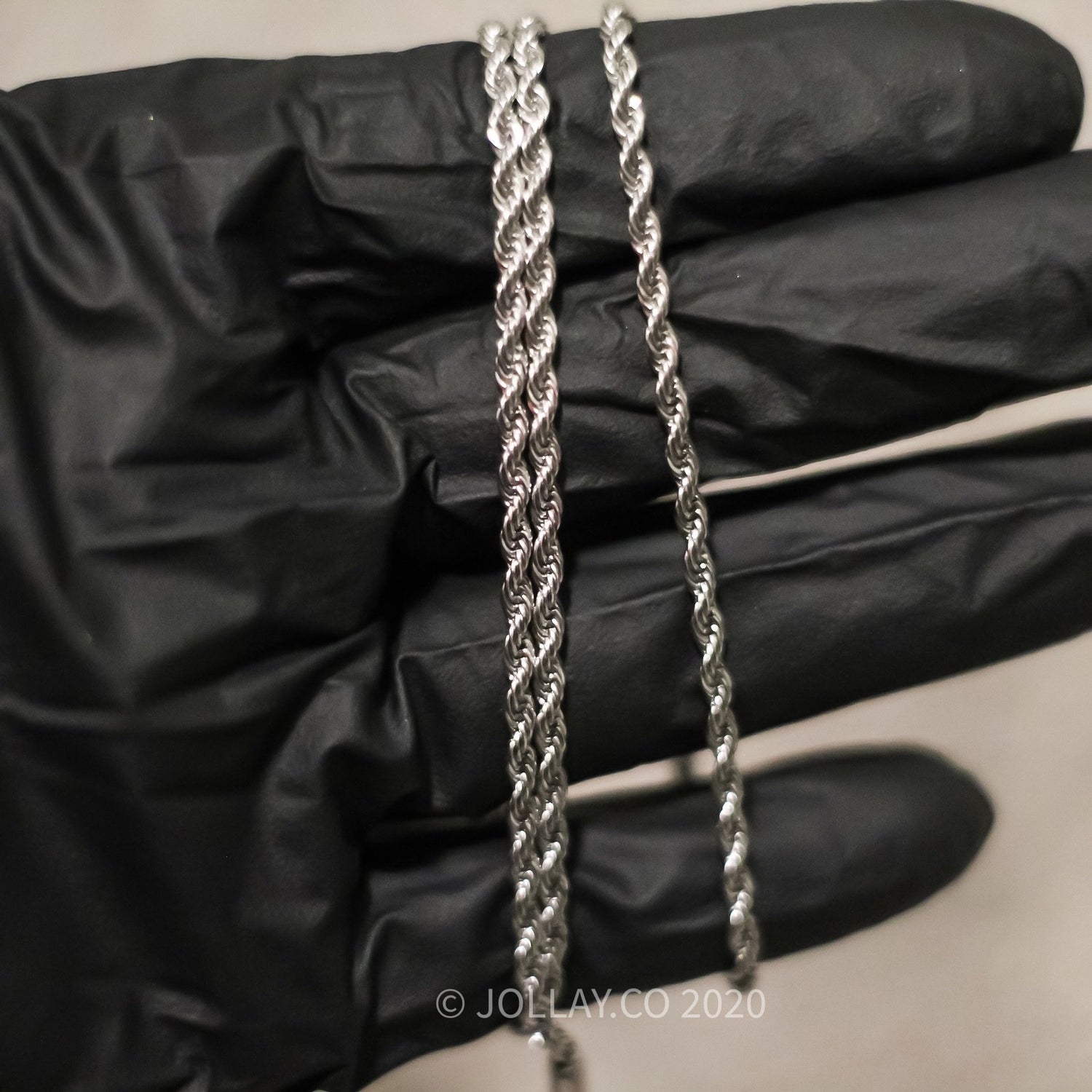 White Gold Rope Chains 3mm - JOLLAY.CO
